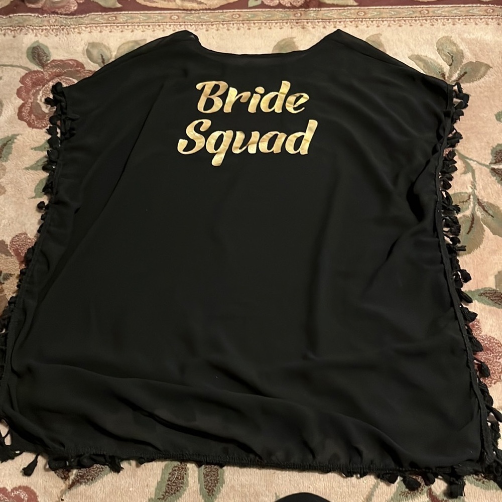 Bride Squad black bridesmaid swim coverup